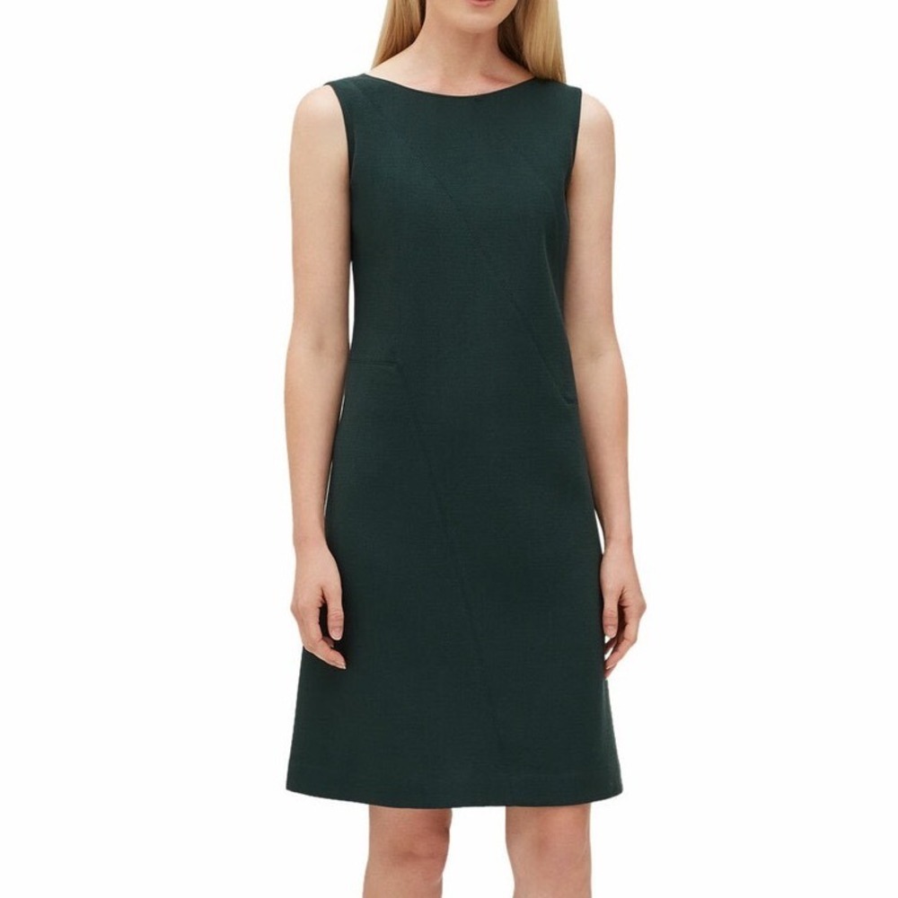 Lafayette 148 LaFlora Boatneck 100% Wool Spruce Shift‎ Dress XS
